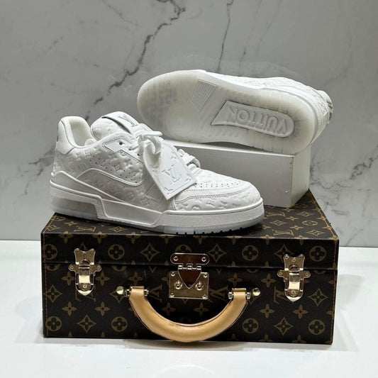 Louis Vuitton LV Trainer Sneaker Triple White Monogram Embossed Edition