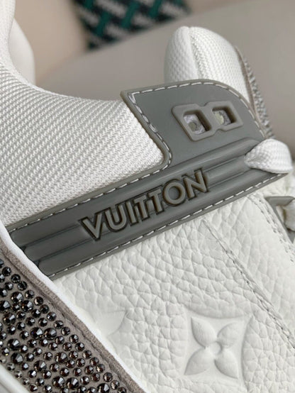 Louis Vuitton LV Trainer Sneaker Denim Monogram Grey Diamond