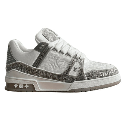 Louis Vuitton LV Trainer Sneaker Denim Monogram Grey Diamond