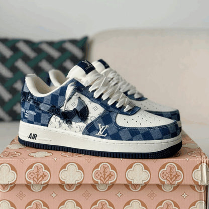 Louis Vuitton x Nike Air Force 1 Low Blue Damier Denim