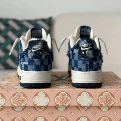 Louis Vuitton x Nike Air Force 1 Low Blue Damier Denim