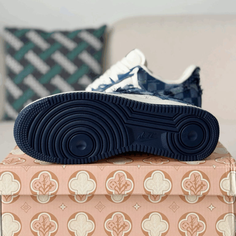 Louis Vuitton x Nike Air Force 1 Low Blue Damier Denim