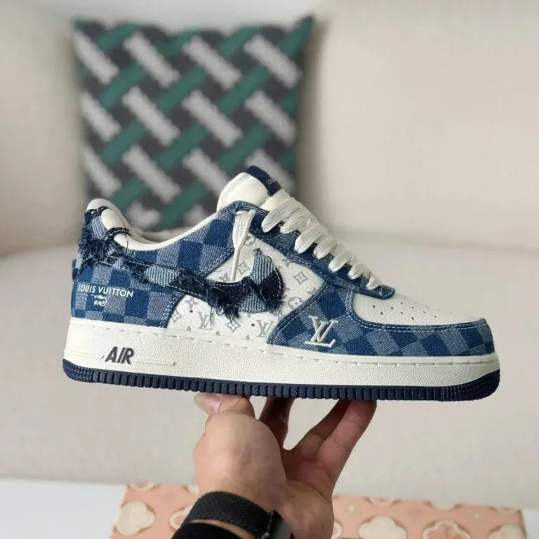 Louis Vuitton x Nike Air Force 1 Low Blue Damier Denim