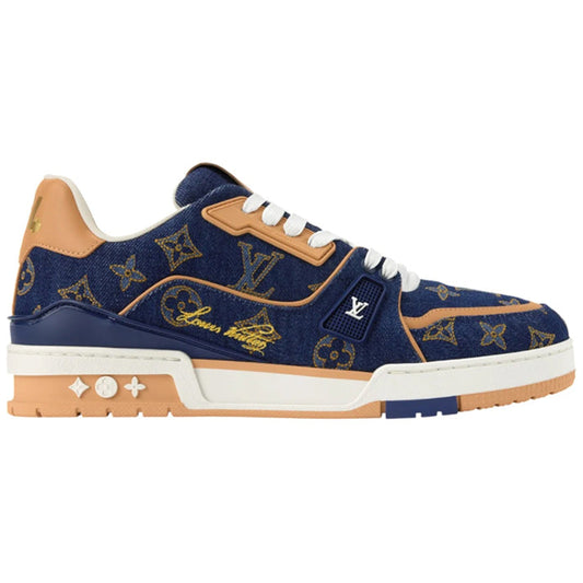 Louis Vuitton Denim & Calf Leather Blue Trainer Sneakers