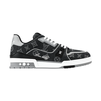 Louis Vuitton Denim & Calf Leather Black Trainer Sneakers