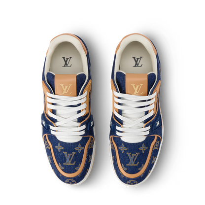 Louis Vuitton Denim & Calf Leather Blue Trainer Sneakers